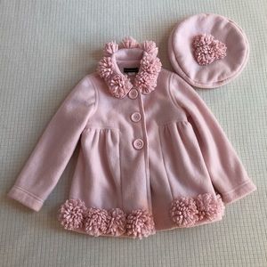 Kate Mack girls size 4 fleece coat & hat set